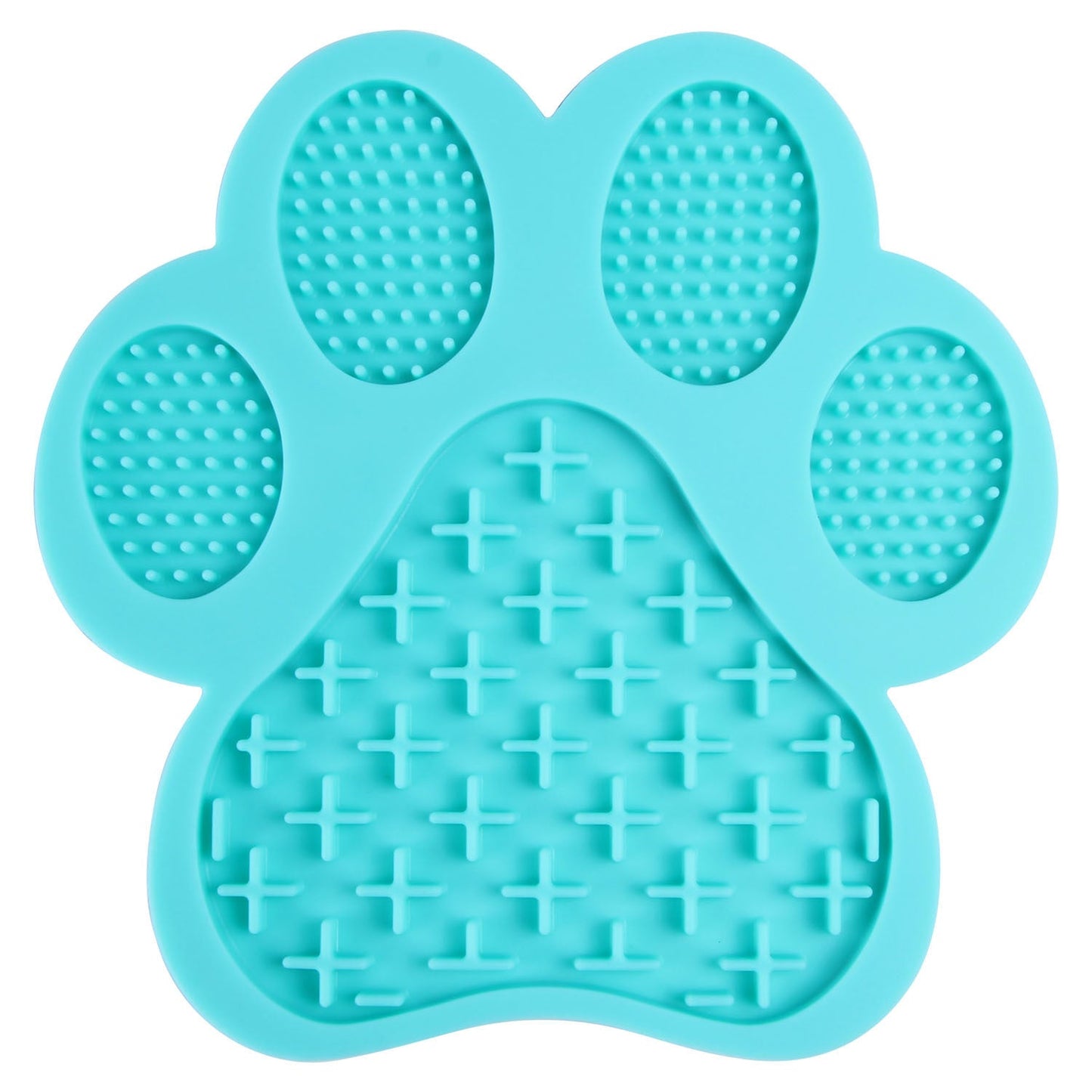 Aqua paw-shaped silicone bath lick pad