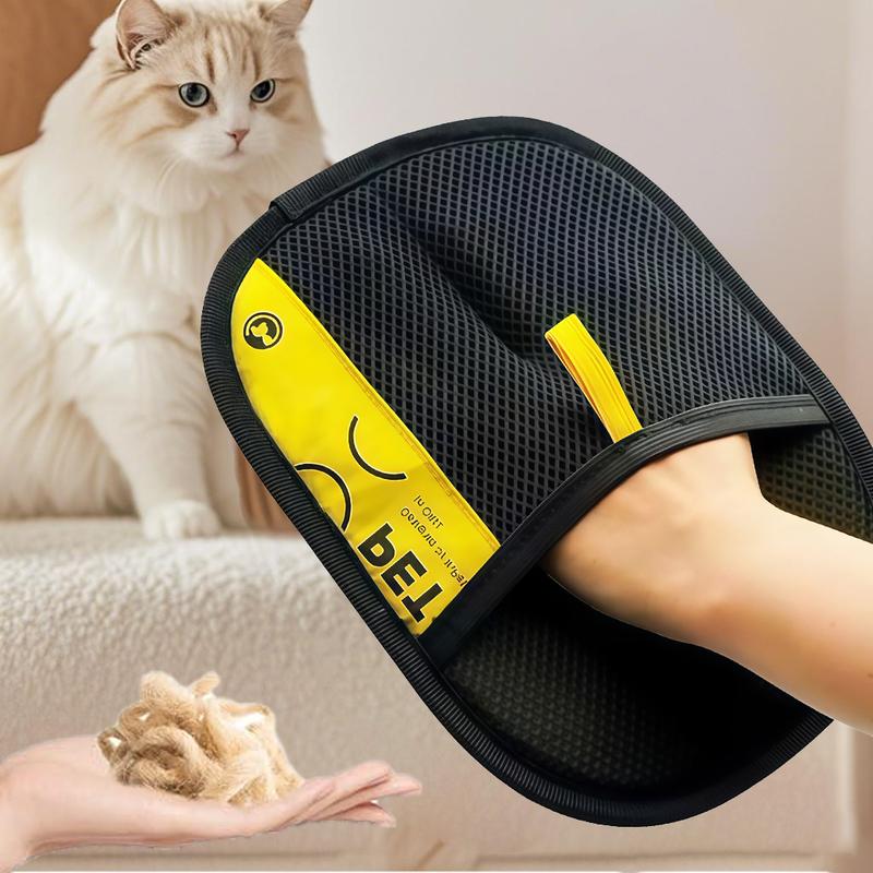 Reusable pet hair remover glove with cat