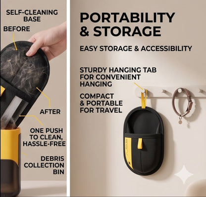 Pet hair remover glove storage and cleaning details