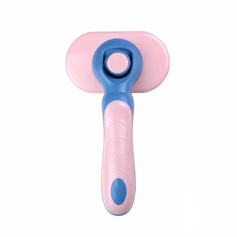 Pink self-cleaning slicker brush