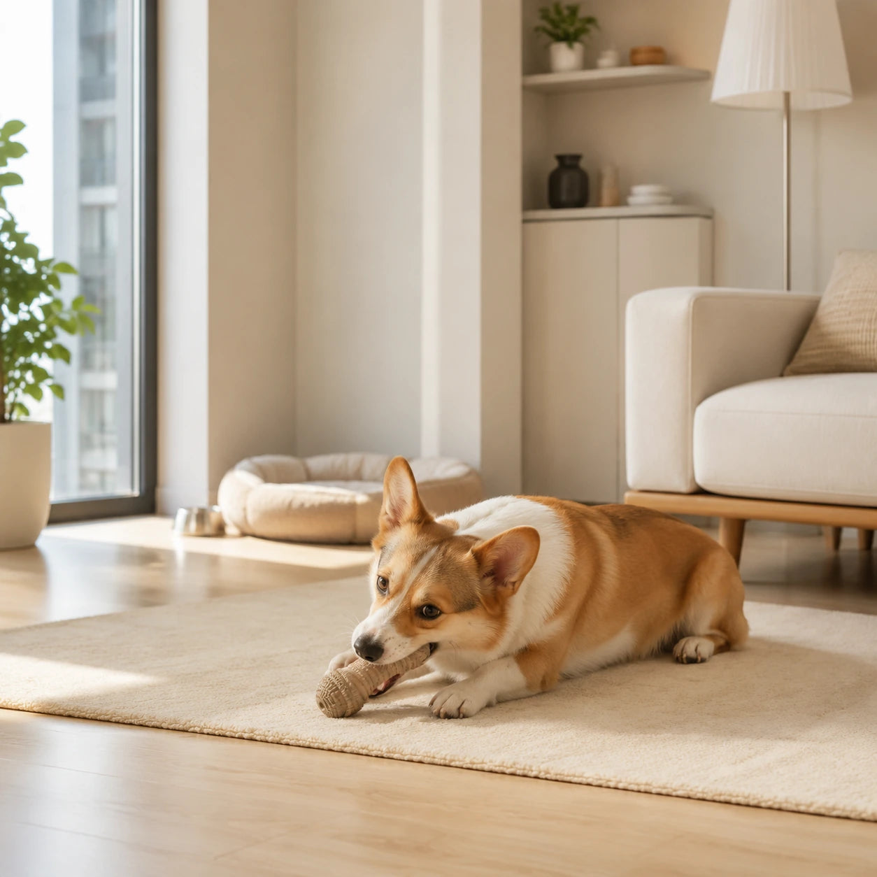 Dog relaxing in a modern apartment